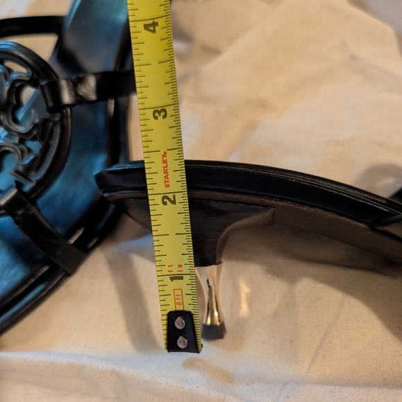 Tory Burch Miller Bombe Black Leather Open Toe Low Heel - Picture 6 of 9